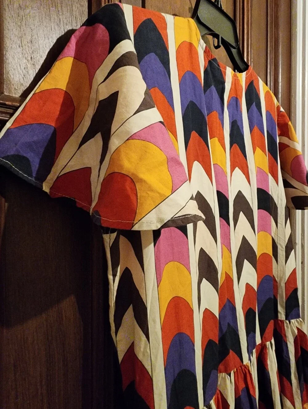NWOT-OLIPHANT Geometric Multicolor Tiered Maxi Dress Size L-BohoChic